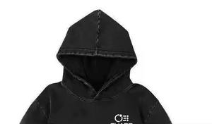 Sudadera con capucha lavada con ácido de gran tamaño para hombre, sudadera vintage desgastada de alta calidad personalizada con diseño forrado, servicio OEM - Product Image 3