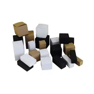 Natural Kraft Paper Box Cube Tuck Top Gift Box Marriage Emballage Cajas Cosmetic Jar Packaging Box Party Supplies