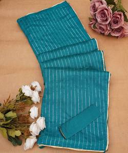 ผ้าไหมวิชิตราแฟชั่นสำหรับงานเย็บปักส่าหรีพร้อมเสื้อที่ไม่มีการเย็บชุดปาร์ตี้สีน้ำเงินแบบชนเผ่า - Product Image 2