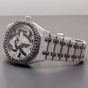 Fully Customize <strong>Automatic</strong> <strong>Swiss</strong> ETA <strong>Movement</strong> Made Fancy Designer Round Dial High Quality Moissanite Studded Hiphop Watch for Men