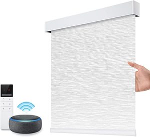 Stores enrouleurs horizontaux modernes à télécommande, intégrés, en tissu anti-UV durable pour fenêtres françaises - Product Image 2