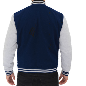 Blouson aviateur confortable et personnalisé pour hommes Blouson aviateur gris Letterman en laine respirant pour hommes avec poches à des prix abordables - Product Image 5