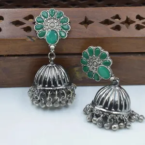 New Sale Antique Black Polish Fancy Jhumka Stud Style Earring for Girls and Women