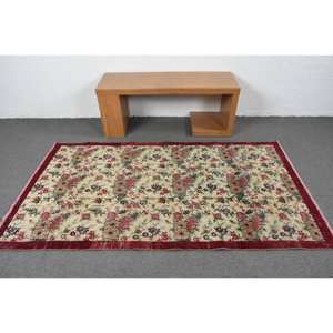 Alfombra de lana turca Vintage rojo Beige 4 'X 7 'estilo clásico área grande patrón de retazos látex para pasillo alfombra rectangular para habitación - Product Image 3
