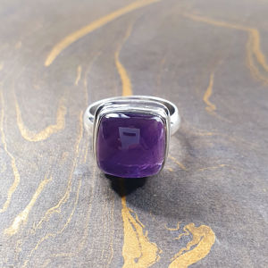 Handmade <b>Cushion</b> Cut Purple Amethyst <b>Ring</b> 925 Sterling Silver Bezel Setting Elegant Boho Statement Jewelry Vendor - Product Image 1