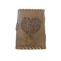 Vente en gros Journal en cuir de haute qualité Cahier gaufré en cœur personnalisé 100 pages intérieures Couverture rigide marron Grand A3 Journaux en cuir