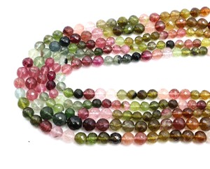 Cuentas de piedras preciosas de turmalina multicolor natural de 5mm aprox. Forma facetada de 10 pulgadas para hacer joyas, cuentas de piedra sueltas - Product Image 1