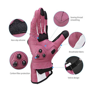 Couleur rose-blanc coupe-vent nouveau hiver réchauffé imperméable moto course équitation gant antidérapant moto cuir gants - Product Image 3