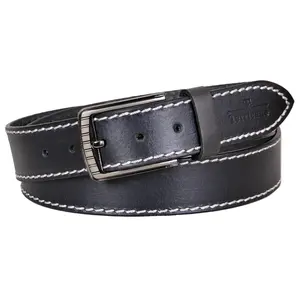 Cinturón de cuero puro Estampado Cinturón de cuero negro cosido grueso (40mm) Cinturón de cuero para hombre del exportador indio en piel de vaca