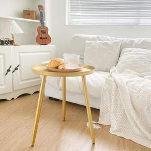 Table d'appoint ronde pour le salon, table d'appoint en métal pour la chambre, le balcon et le bureau, table d'appoint pour l'extérieur, table basse d'appoint pour l'intérieur - Product Image 2