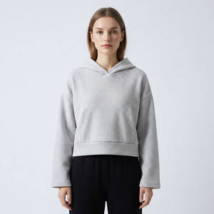 Sweat-shirt à capuche court avec poche kangourou 100% coton Taille unique convient à toutes les tailles 38-46 - Product Image 2