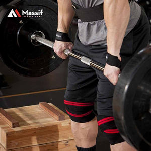 Gym Sports Elastic Knee Wraps <b>Weight</b> <b>Lifting</b> Bandage Wraps Weightlifting Knee Wraps - Product Image 5