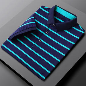 OEM logotipo personalizado serigrafía diseño verano hombres manga corta para camisa rayas de punto 100% algodón transpirable - Product Image 3