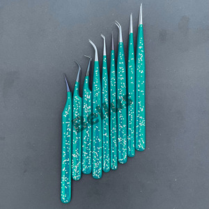 Pinzas para pestañas de acero inoxidable de primera calidad, pestañas moteadas ecológicas para extensiones de volumen de precisión, fabricación sostenible - Product Image 6
