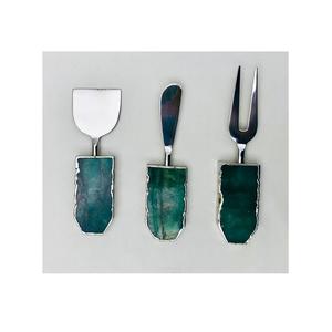 Juego de cubiertos de cuchillo de queso plateado de 3 con esmalte de espejo para juego de cubiertos de queso de piedra de ágata de hotel para el hogar a un precio razonable - Product Image 5