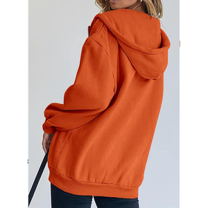 OEM personnalisable sweat à capuche zippé surdimensionné femmes épaules tombantes poches kangourou sweat à capuche zippé pour les femmes - Product Image 4