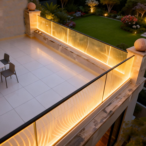 American Commercial Building Glass <strong>Railing</strong> Project LED Light Balcony <strong>Railing</strong> Factory Price Aluminum U Channel Fence <strong>Deck</strong> <strong>Railing</strong> - Product Image 1