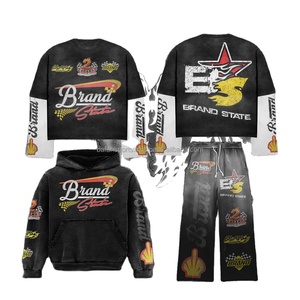 Conjuntos de chándal a juego con logotipo personalizado al por mayor, pantalones de chándal ajustados, ropa deportiva bordada para hombres y mujeres, chándal de alta calidad - Product Image 1