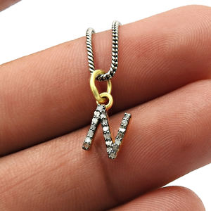 Pendentif en argent sterling plaqué or noir rhodium D Alphabet diamant 925 en argent sterling de vente en gros bijoux de mode - Product Image 5