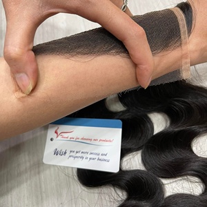 Meilleure qualité vietnamien cuticule aligné vierge cheveux humains mince HD Transparent dentelle frontale fermeture génie trame - Product Image 1