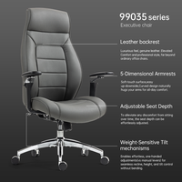 Chaise de bureau ergonomique de haute qualité Mécanisme de commande par fil Chaise de bureau robuste avec siège coulissant Chaise de direction en cuir