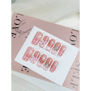 Uñas Postizas Rosa Invierno Brillante - Product Image 4