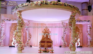 Portátil tradicional Kalyana Mandap Royal Srilankan boda decoración magnífico elefante cara pilares Mandapam FRP fibra cuadrada - Product Image 2