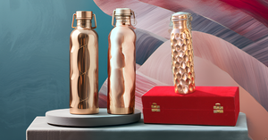 Metal Pure Copper Jointfree Water Bottle Handmade Leak Proof Copper Vessel for Travel <b>Gift</b> Packed <b>Red</b> Colored Velvet <b>Box</b> - Product Image 4