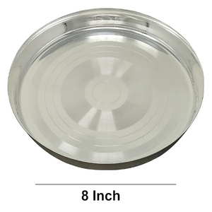 8-Inch Stainless Steel Dinnerware Kitchen Utensils Set with Bowl Spoon and Mug Dishware <b>Metal</b> <b>Plate</b> and Glass for Home Use - Product Image 3