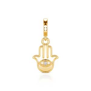 Jeulia Move My Way - Amuleto de Mano de Hamsa y Ojo Turco Chapado en Oro de 18K para Boda - Product Image 1
