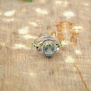 แหวนบลูโทแพซคุณภาพสูงจากธรรมชาติ แหวนเงินแท้ 925 แหวนพลอยสีน้ำเงิน แหวนดีไซน์โดดเด่น เครื่องประดับบลูโทแพซ ของขวัญ - Product Image 6