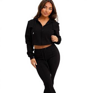 Pantalons de jogging et de survêtement évasés pour femmes, 100% coton, tissu éponge, style streetwear, fermeture éclair et design avec patchs - Product Image 4