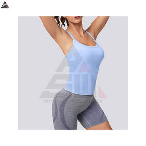 Custom Logo Front Women Set Breathable 100% Cotton Tank Top with Chest Pad High <b>Elastic</b> Tennis <b>Skirt</b> Shorts Workout Gym Wear - Product Image 5