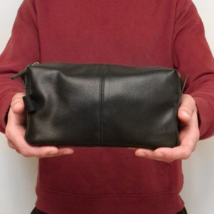 Toiletry Leather Zipper Dopp Kit for <b>Men</b> Cosmetic <b>Bag</b> Grooming Unisex Toiletry Anniversary Gift for Him <b>Wash</b> TYG-0032 - Product Image 1