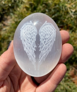 Selenita de piedra de Palma grabada, selenita Natural que abre el Chakra de la Corona, ayuda en la meditación, protege y protege tu energía - Product Image 2
