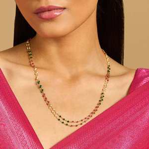 Collar Religioso Vintage Silver Temple 173485, Cadena Figaro Chapada en Oro, Diamante y Perla, Piedra Principal de Oro de 18K, Baño de Rodio, Joyería de Regalo - Product Image 2