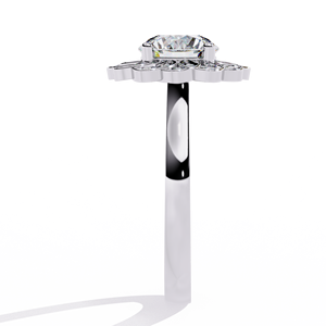 แหวนเพชรกลมโตที่2.10 CT ทองคำขาว10k ประดับด้วยโรเดียมชุบโรเดียมสำหรับงานหมั้น - Product Image 3