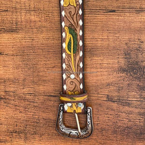 Nouveau véritable haute qualité en cuir véritable outillage Western tournesol taille ceintures élégant à la main outillé en cuir sculpté unisexe ceintures - Product Image 2