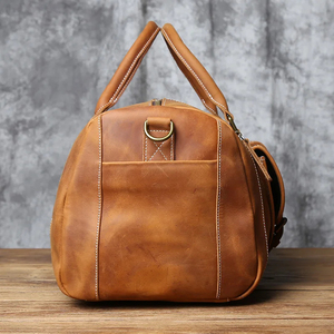 Leather Weekender Duffel Bag with Zipper Closure and Adjustable Strap for Travel - Product Image 2