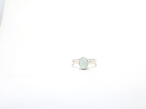 แหวนพลอยคาลซิโดนีธรรมชาติทำจากเงินสเตอลิง925ปรับแต่งได้เครื่องประดับวินเทจสไตล์มินิมอล - Product Image 3