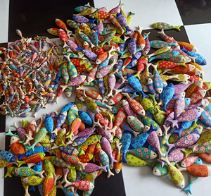 Wood Fish Wall Hanging Decoration Rustic and Vintage Style <b>Wooden</b> Fish Customize Painted Pattern Best Selling Vietnam Decoration - Product Image 5