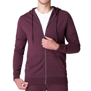Sudadera con capucha con cremallera para hombre OEM/ODM 100% Material de algodón Sudadera con capucha con cremallera sólida transpirable ligera Impresión de logotipo personalizada - Product Image 6