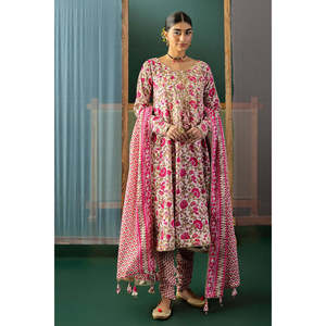 ชุดสูทผ้าลอนปักลายโกต้าสำหรับผู้หญิง 3 ชิ้น พร้อมผ้าคลุมไหล่พิมพ์ลาย รุ่น CL-62043 - Product Image 2