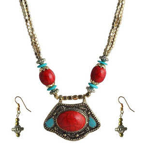 Beadside 1105906D Ensemble de colliers en or antique Bijoux fins avec perles bleues - Product Image 1