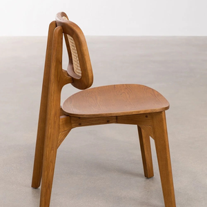 Chaise de salle à manger en rotin de couleur naturelle de style moderne avec cadre en bois massif polyvalent pour la maison appartement hôtels centre commercial pour villas - Product Image 4