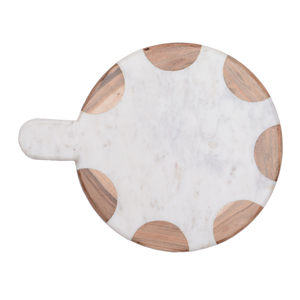 Planche à découper en marbre gris de haute qualité avec accessoire de cuisine en bois incrusté de laiton - Product Image 2