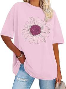 Camisetas de algodón de gran tamaño para mujer, camisetas de estilo de calle con estampado personalizado OEM con DTF o serigrafía - Product Image 3