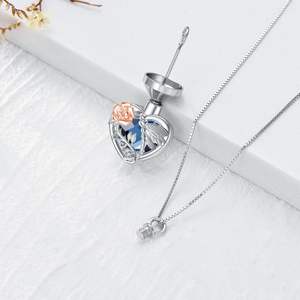 Collier urne libellule pour cendres en argent sterling avec cristal bijoux de crémation souvenir mémoire pour femmes filles taille personnalisée - Product Image 3