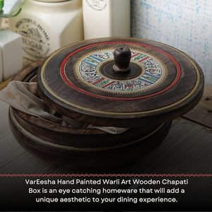 Rustic <b>Wooden</b> Roti <b>Storage</b> <b>Box</b> for Warm Chapatis and Easy Serving Eco Friendly <b>Wooden</b> Chapati <b>Box</b> With Beautiful Print - Product Image 3