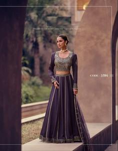 Real Chinon seda boda Lehenga Choli frente y espalda Cancan bordado indio y paquistaní ropa - Product Image 5